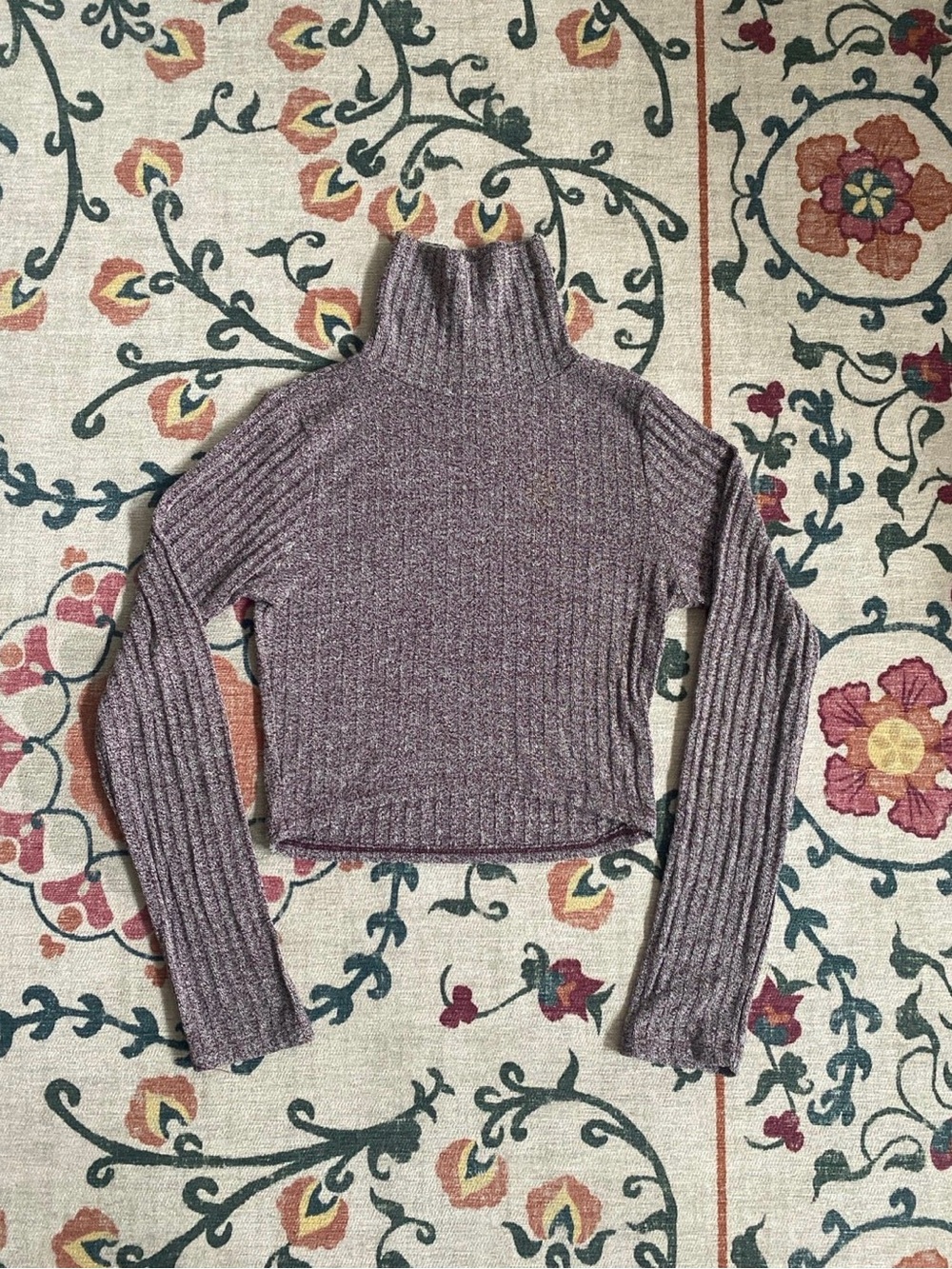 Women's Ribbed Turtleneck Sweater - Dusty Mauve